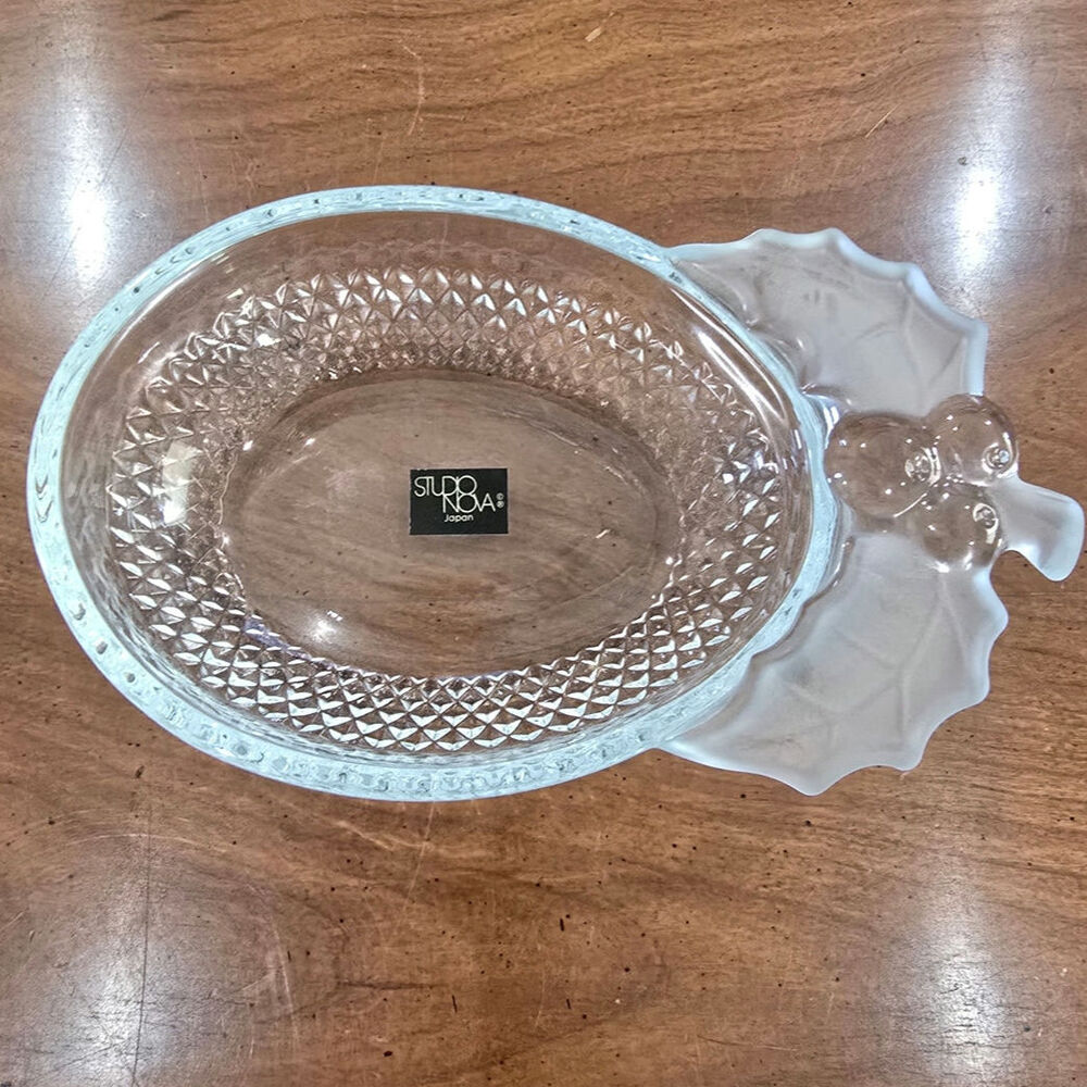 Studio Nova NWT Christmas Treasure Candy Dish, Frosted Holly W/Berries,Vnt Japan